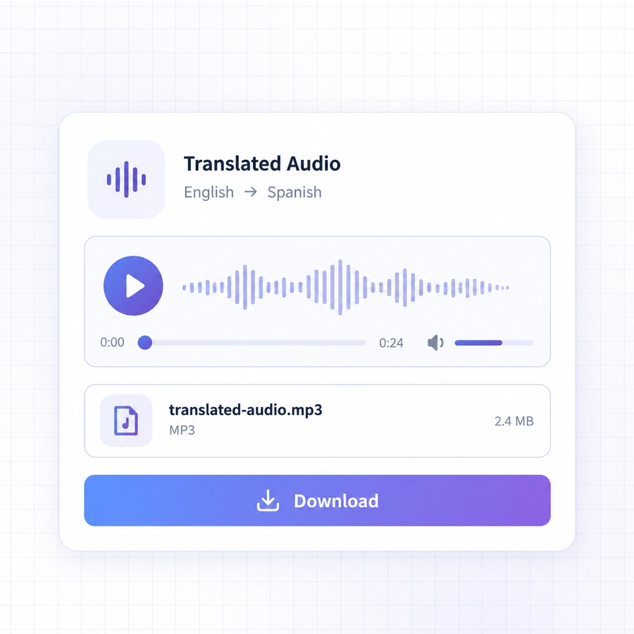 Preview and download translated MP3