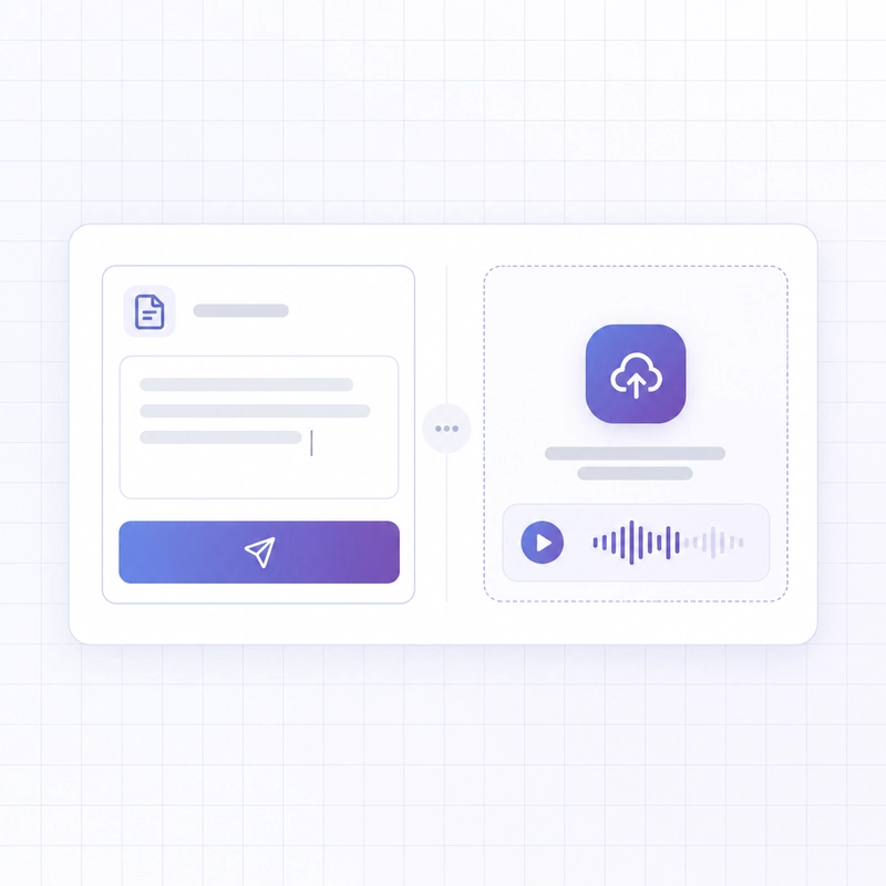 Santa voice generator with a text entry area and an audio upload zone above a waveform preview