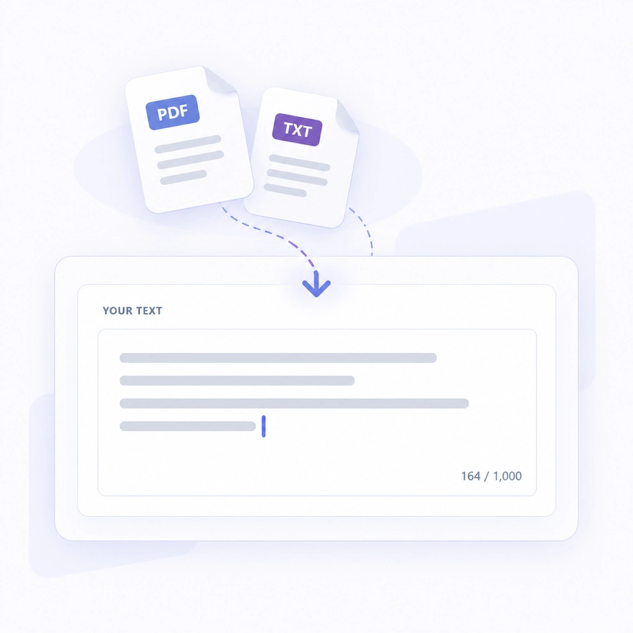 PDF and TXT documents added to a text editor